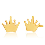 9ct Yellow Gold Queen Crown Plain Studs