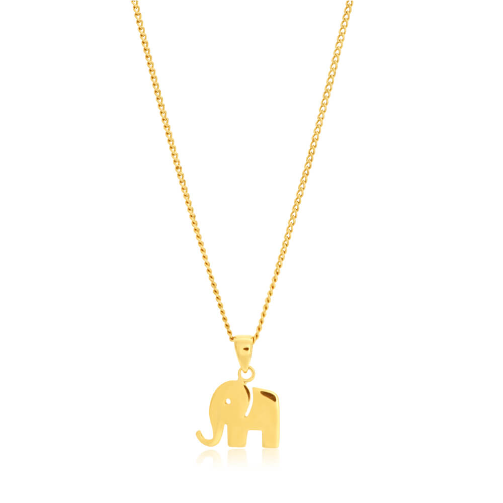 9ct Yellow Gold Plain Elephant Pendant