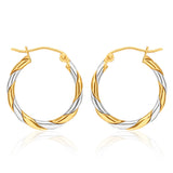 9ct two tone Gold 15mm Hoops with a Twist