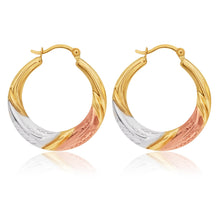 Load image into Gallery viewer, 9ct Three tone twist Earrings