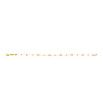 9ct Yellow Gold 19cm Bracelet with 3 Gold Tone Beads