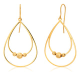 9ct Yellow Gold Trio of Beads Dangling Drop 22mm Earrings "Eleanor"