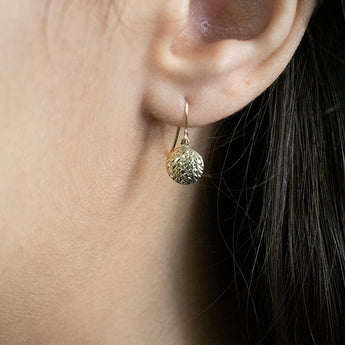 9ct Yellow Gold Double Sided Diamond Cut Disc Drop Earrings