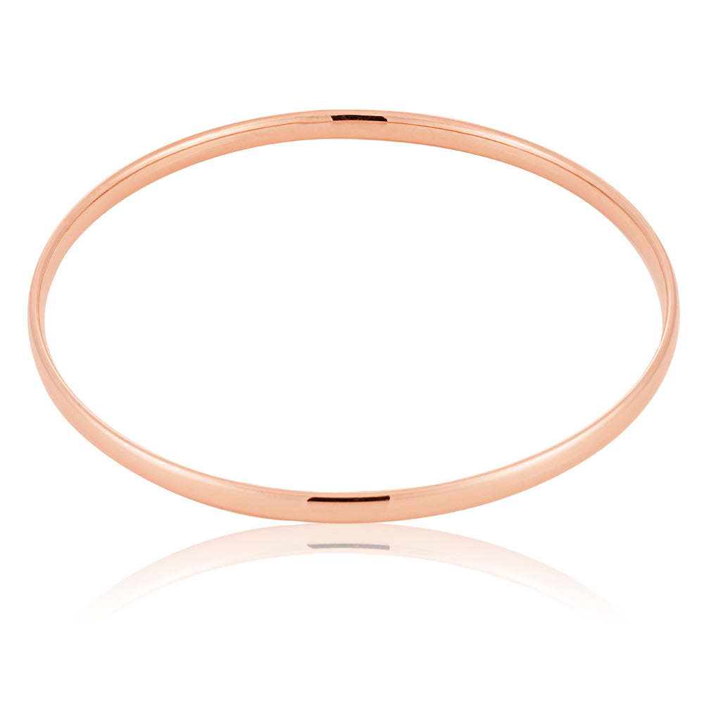 9ct Rose Gold hollow 4mm x 65mm Bangle Grahams Jewellers