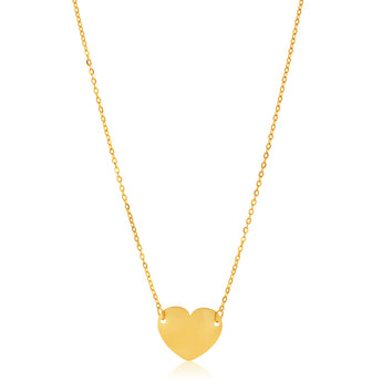 9ct Yellow Gold Plain Heart Disc Pendant on 42cm Chain