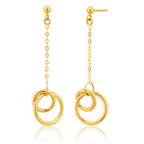9ct Yellow Gold Cicle Duo on Drop Earrings