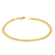 Load image into Gallery viewer, 9ct Yellow Gold Flat Bevelled Curb 21cm Bracelet 120gauge