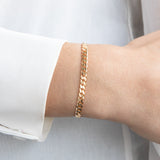 9ct Yellow Solid Gold Flat Bevelled Curb 21cm Bracelet 120gauge