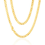 9ct Yellow Solid Gold Flat Bevelled Curb 55cm Chain 180gauge