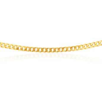 9ct Yellow Solid Gold Flat Bevelled Curb 55cm Chain 180gauge
