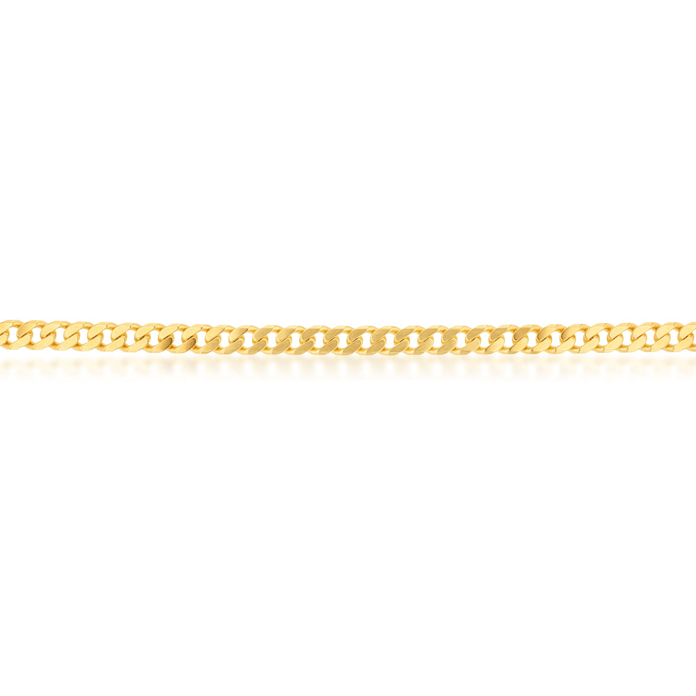 9ct Yellow Gold Flat Bevelled Curb 55cm Chain 180gauge