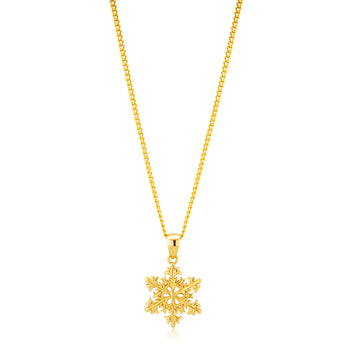 9ct Yellow Gold Snowflake Pendant