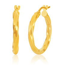 Load image into Gallery viewer, 9ct Yellow Gold twist 15mm Hoops Earrings