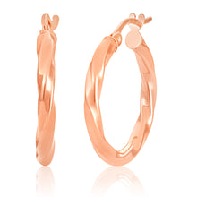 Load image into Gallery viewer, 9ct Rose Gold twist 15mm Hoops Earrings
