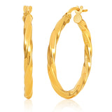 9ct Yellow Gold Twist 20mm Hoop Earrings