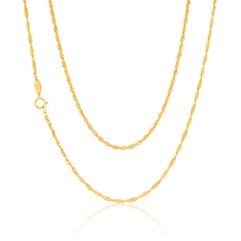 9ct Yellow Gold 45cm Rope Link Chain