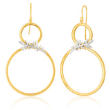 9ct Yellow & White Gold Olive Leaf 8 shape Drop Earrings