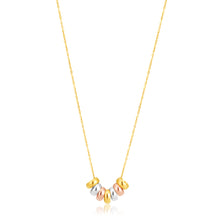 Load image into Gallery viewer, 9ct Three Tone Gold 7 Rings of Luck Pendant with a 45cm cable Chain