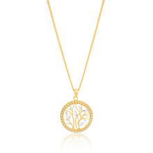 Load image into Gallery viewer, 9ct Yellow Gold Two-Tone Leaf Pendant with Milgran and Diamond Cutting feature