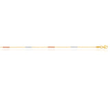 9ct Yellow Gold Fancy Anklet with Dicut Beads 3 Tones 27cm
