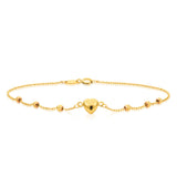 9ct Yellow Gold Bracelet 19cm With Heart Charm
