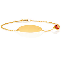 Load image into Gallery viewer, 9ct Yellow Gold 15cm Bracelet with A Red Enamel Ladybug ID