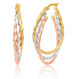 9ct Three Tones Gold Hoop Earrings