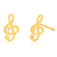 Load image into Gallery viewer, 9ct Yellow Gold treble Cleff Stud  Earrings