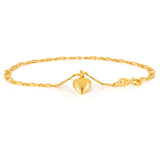 9ct yellow gold fancy figaro 18.5cm bracelet with a heart charm