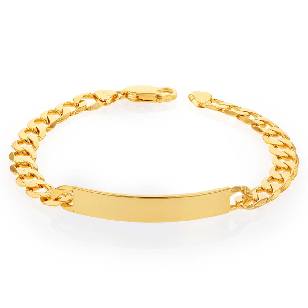 9ct Yellow Gold 190 Guage Curb ID  Bracelet 21cm