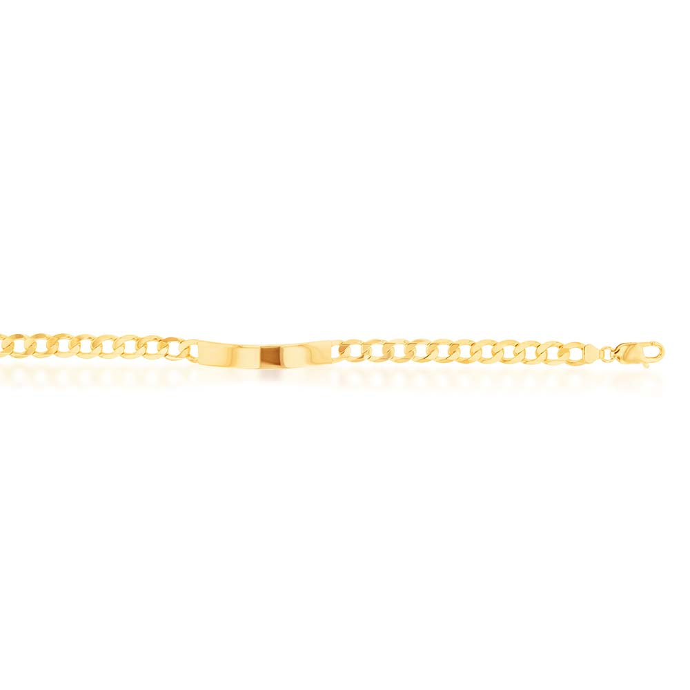 9ct Yellow Gold 190 Guage Curb ID  Bracelet 21cm