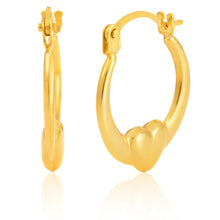 Load image into Gallery viewer, 9ct Yellow Gold Facny Heart Hoop Earring