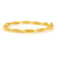 Load image into Gallery viewer, 9ct Yellow Gold Fancy Twist Bead Bangle 9y