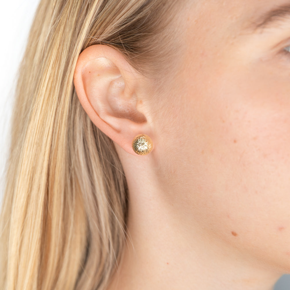 9ct Yellow Gold Diamond Cut 10mm Ball Studs 9y Grahams Jewellers