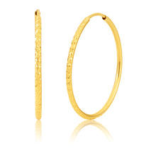 Load image into Gallery viewer, 9ct Yellow Gold Diamond-Cut Hoops 25mm