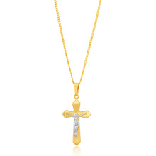 Load image into Gallery viewer, 9ct Two Tone Yellow Gold  Crucifix Cross Pendant