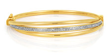 Load image into Gallery viewer, 9ct Yellow Gold Bangle 65mm With Stardust Enamel Feature
