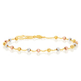 9ct Gold Three Tone Beads 17cm Bracelet With 2cm Extension