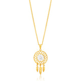 9ct Yellow Gold Feathered Dream Catcher Pendant
