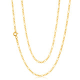 9ct Yellow Gold 3:1 Figaro 45cm Chain 50Gauge