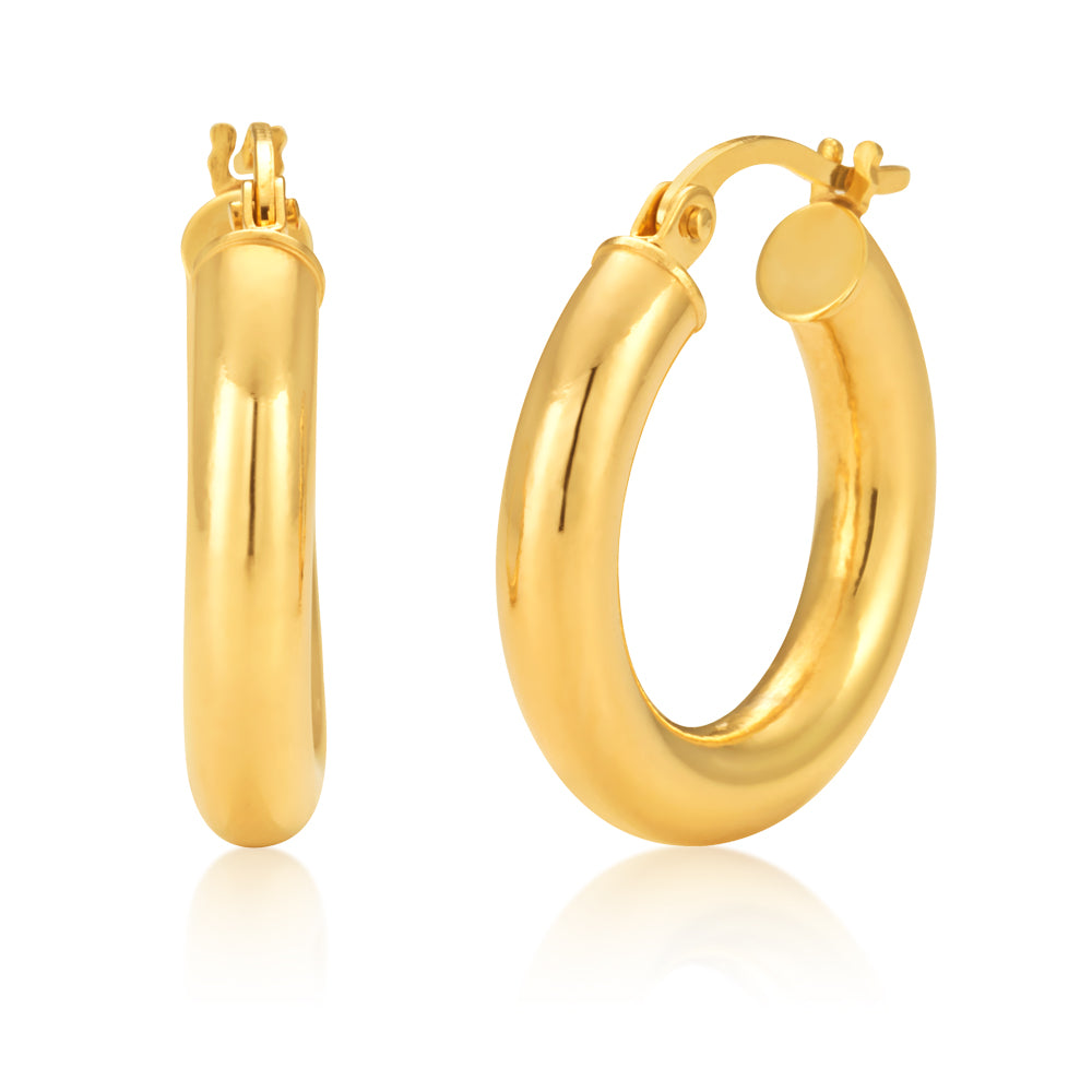 9ct Yellow Gold 10mm Hoop Earrings 9Y Grahams Jewellers