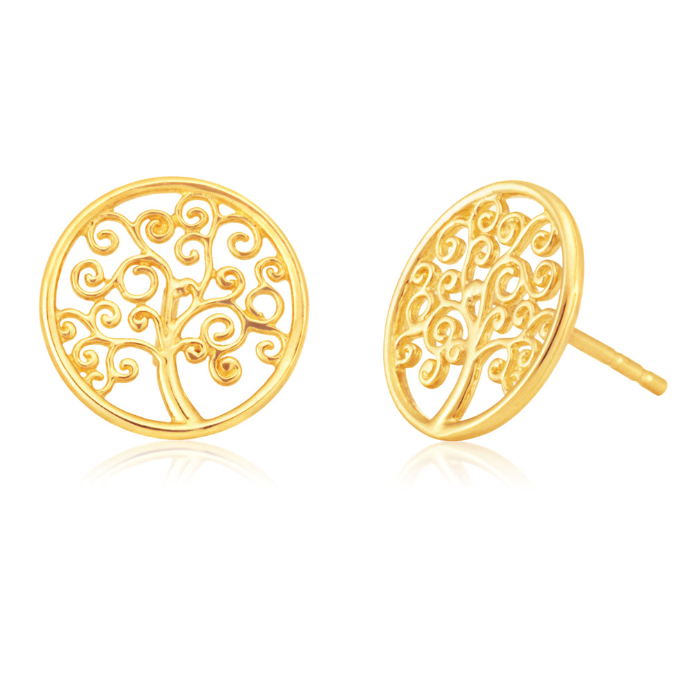 9ct Yellow Gold Tree Of Life Earrings