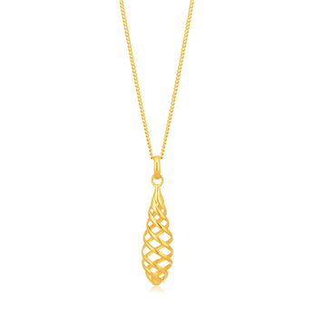 9ct Yellow Gold Spiral 3.5cm Pendant