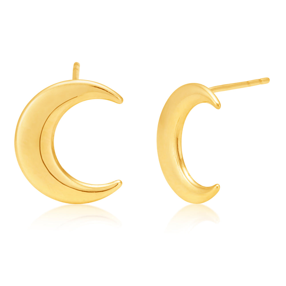 9ct Yellow Gold Crescent Moon Studs