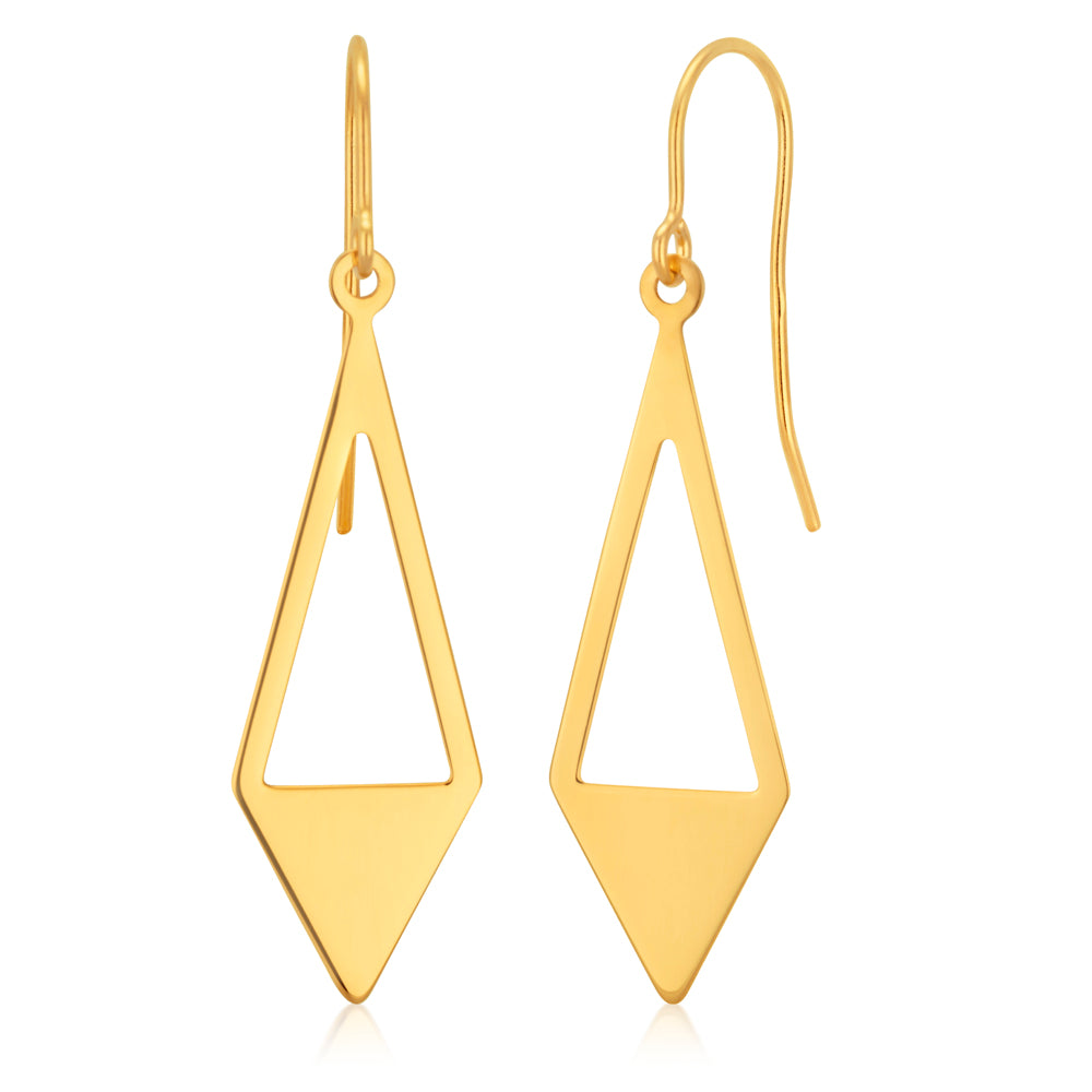 9ct Yellow Gold Open Triangle Drop Earrings