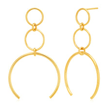 Load image into Gallery viewer, 9ct Yellow Gold Graduated Triple Circle Drop Earrings