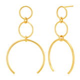 9ct Yellow Gold Graduated Triple Circle Drop Earrings