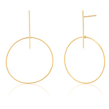 Load image into Gallery viewer, 9ct Yellow Gold Bar Stud Hoop Earrings