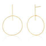 9ct Yellow Gold Bar Stud Hoop Earrings