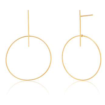 9ct Yellow Gold Bar Stud Hoop Earrings